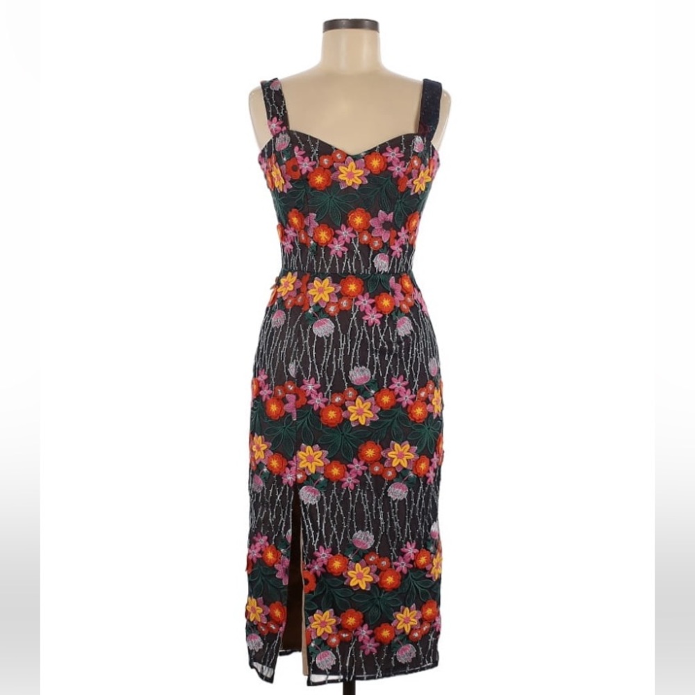 STUNNING Dress the Population embroidered floral cocktail dress